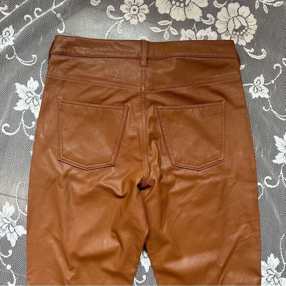 7 For All Mankind High Rise Skinny Vegan Leather Pants in Camel Sz Small - Picture 6 of 17